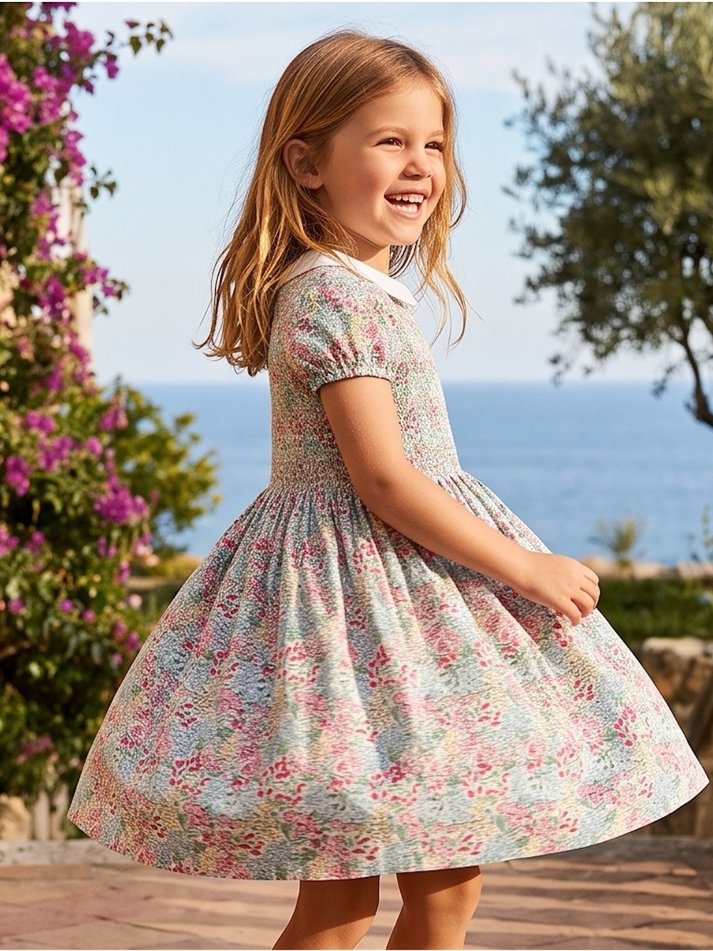 Janie and Jack Floral Charlotte Smocked Dress 5T
